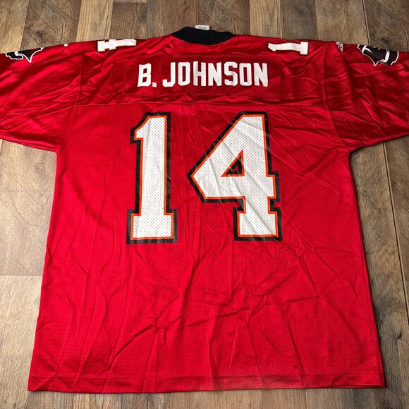 Vintage Tampa Bay Buccaneers Jersey Men's Large Red Adidas Brad Johnson 5663‎ - Picture 2 of 10